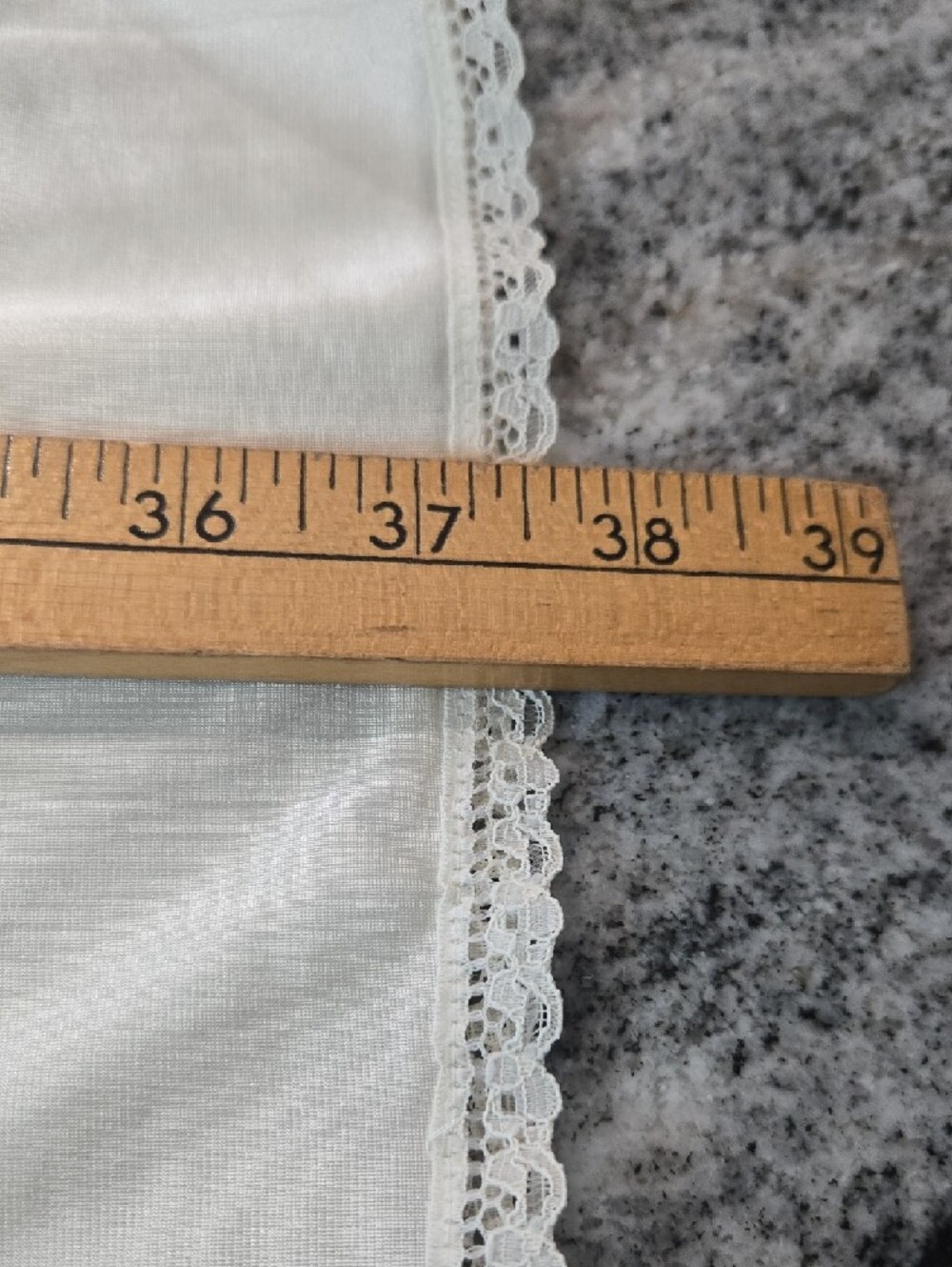 Vintage Classic Cream Colored Satin Feel Lace Trim Hem Slip Dress - Picture 10 of 10